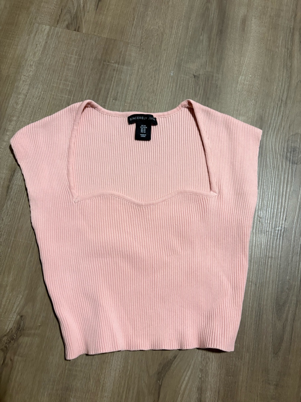 Sincerely Jules Blush Ribbed Scoop-Neck Sweater Tank